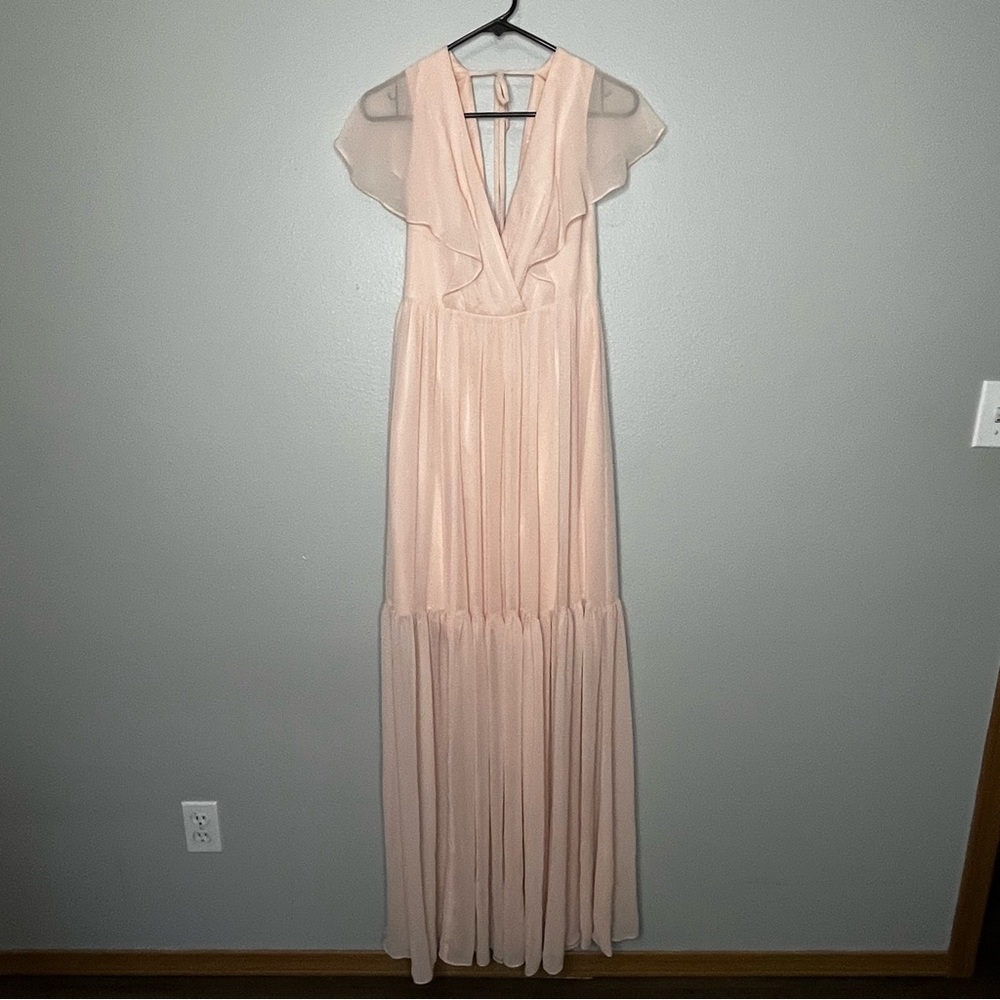 Vera Wang White David Bridal Dress Women 0 Blush Pink Tier Formal‎ Wedding NWT